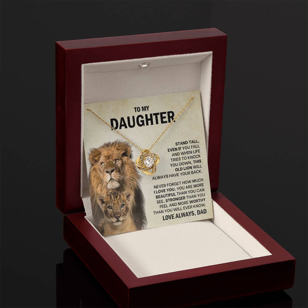 To My Daughter Necklace - Stand Tall - Dad to Daughter Gift - Love Knot Necklace