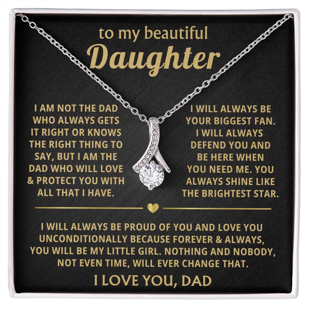 To My Daughter Necklace - Proud Dad to Daughter Jewelry for Birthday, Graduation & Special Celebrations - Alluring Beauty Necklace