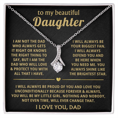 To My Daughter Necklace - Proud Dad to Daughter Jewelry for Birthday, Graduation & Special Celebrations - Alluring Beauty Necklace