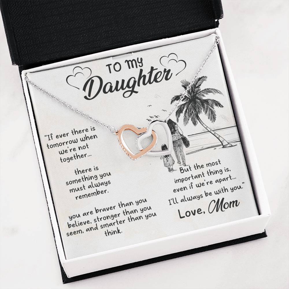 To My Daughter Necklace - I love you to the mom and back - Interlocking Hearts Necklace Gift for Daughter