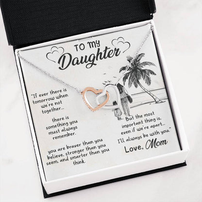 To My Daughter Necklace - I love you to the mom and back - Interlocking Hearts Necklace Gift for Daughter