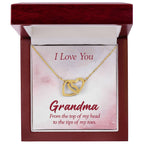 I Love You Grandma Gift from Grandkids - Interlocking Hearts Necklace