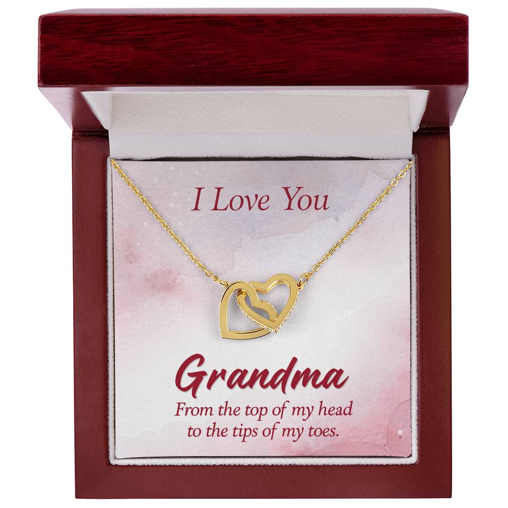 I Love You Grandma Gift from Grandkids - Interlocking Hearts Necklace