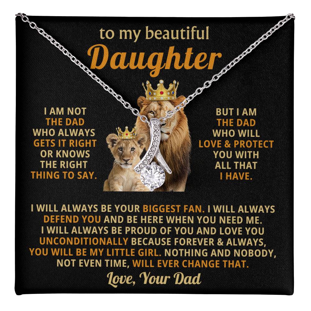 To My Beautiful Daughter Necklace - I will always be your biggest fan - Gift for Daughter from Dad - Alluring Beauty Necklace