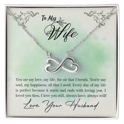 To My Wife Necklace - Emotional Love Jewelry Gift from Husband for Valentine’s Day & Birthday Happiness - Endless Love Necklace