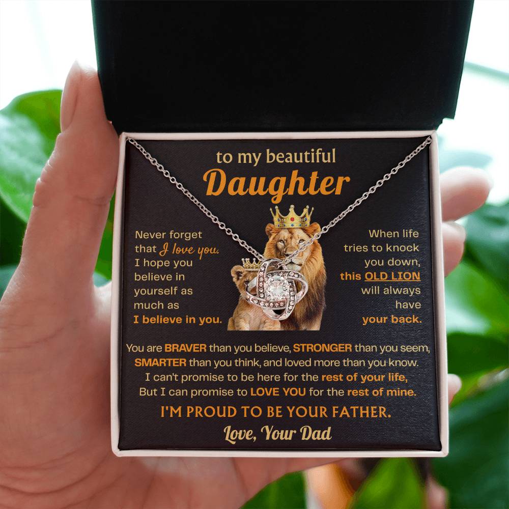 To My Daughter Necklace - Sentimental Surprise Gift from Dad - Love Knot Necklace