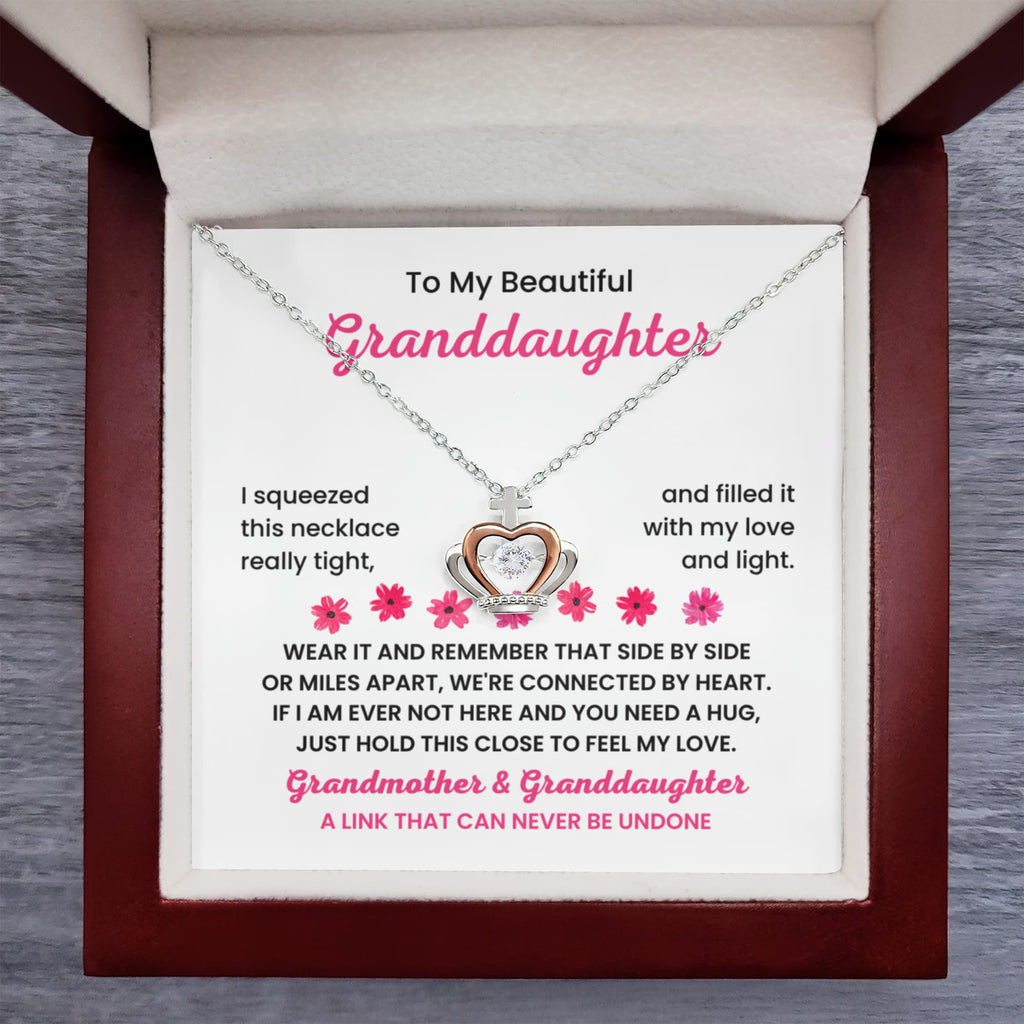 To My Granddaughter Necklace – Grandma’s Birthday Graduation Gift for Granddaughter – Crown Pendant Necklace