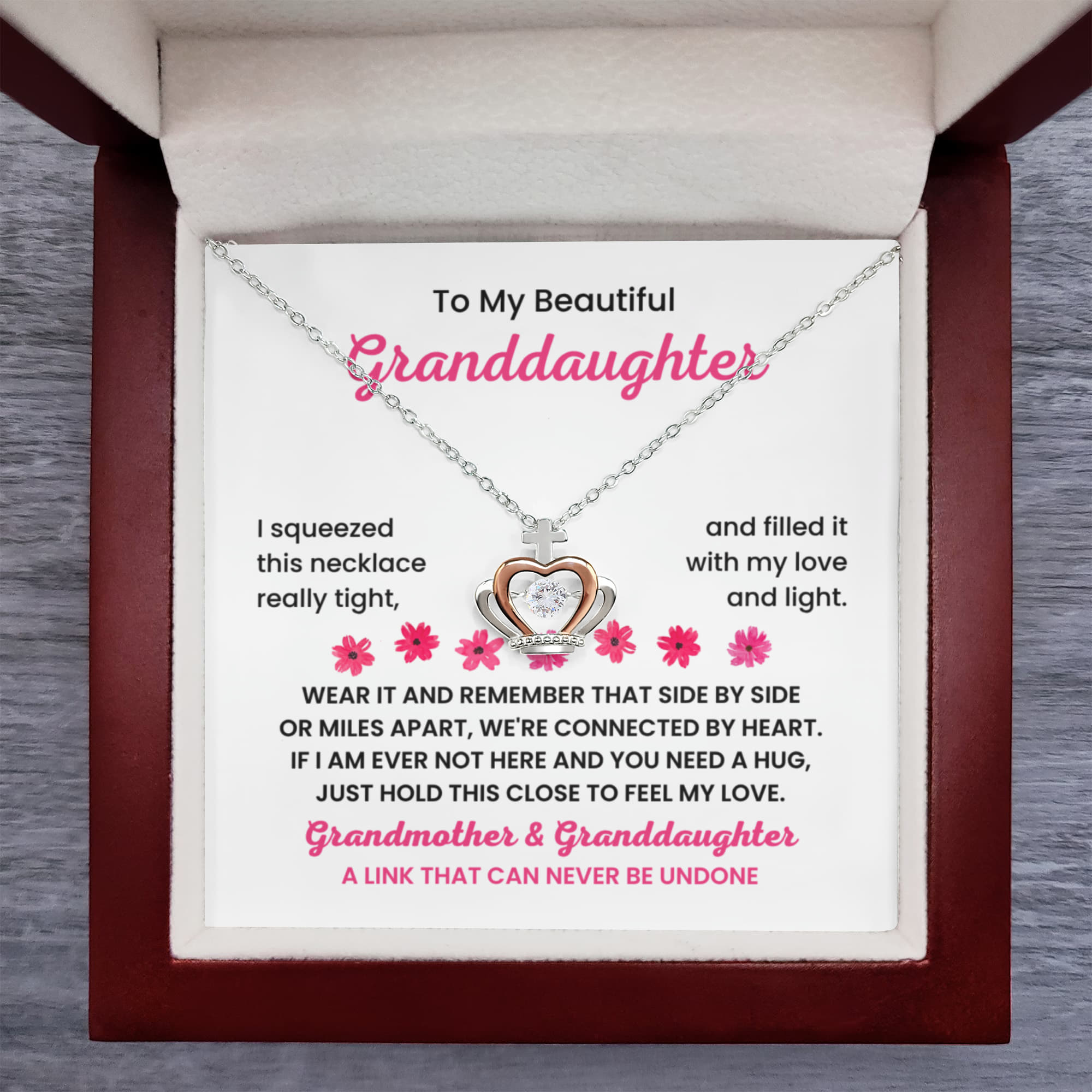 To My Granddaughter Necklace – Grandma’s Birthday Graduation Gift for Granddaughter – Crown Pendant Necklace