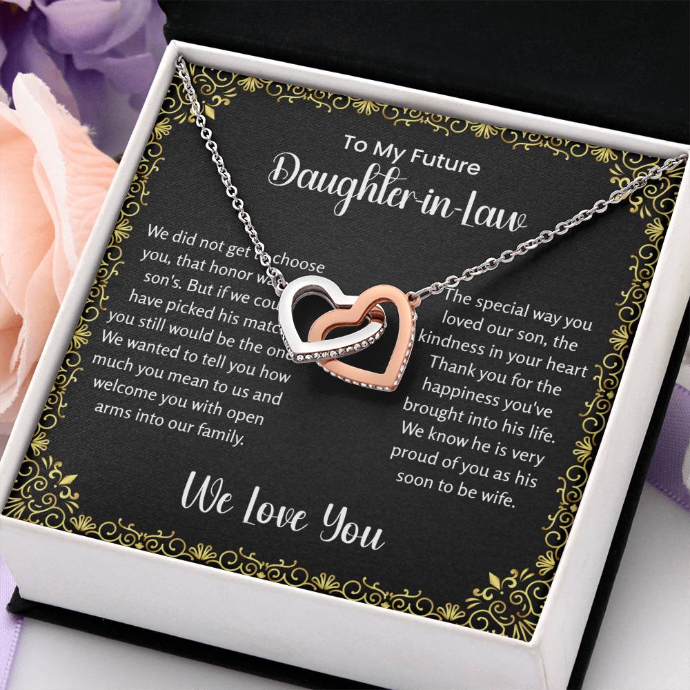 To My Future Daughter In Law - Interlocking Hearts Necklace - Gift for Bonus Daughter