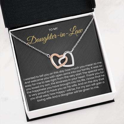 To My Daughter In Law - Interlocking Hearts Necklace - Gift for Daughter in Law