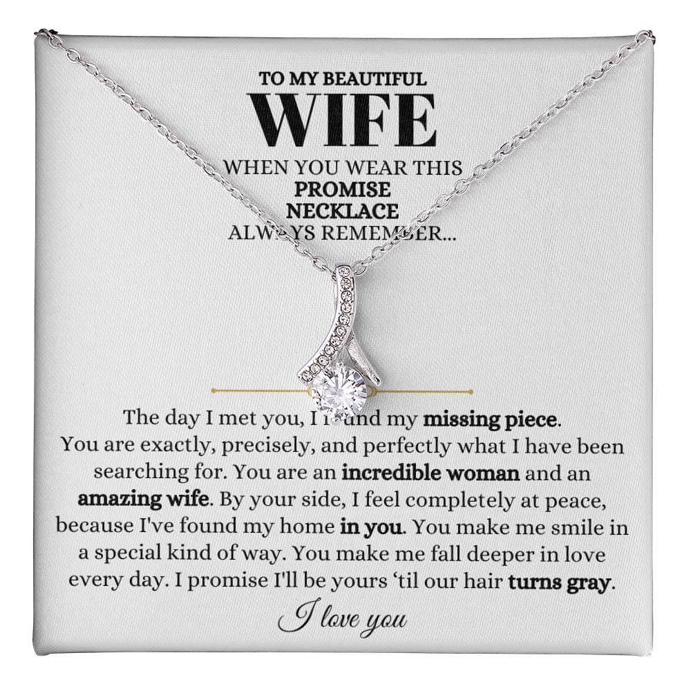 To My Beautiful Wife Necklace - Sweet Emotional Gift for Wife from Husband on Birthday, Anniversary & Valentine’s Day - Alluring Beauty Necklace