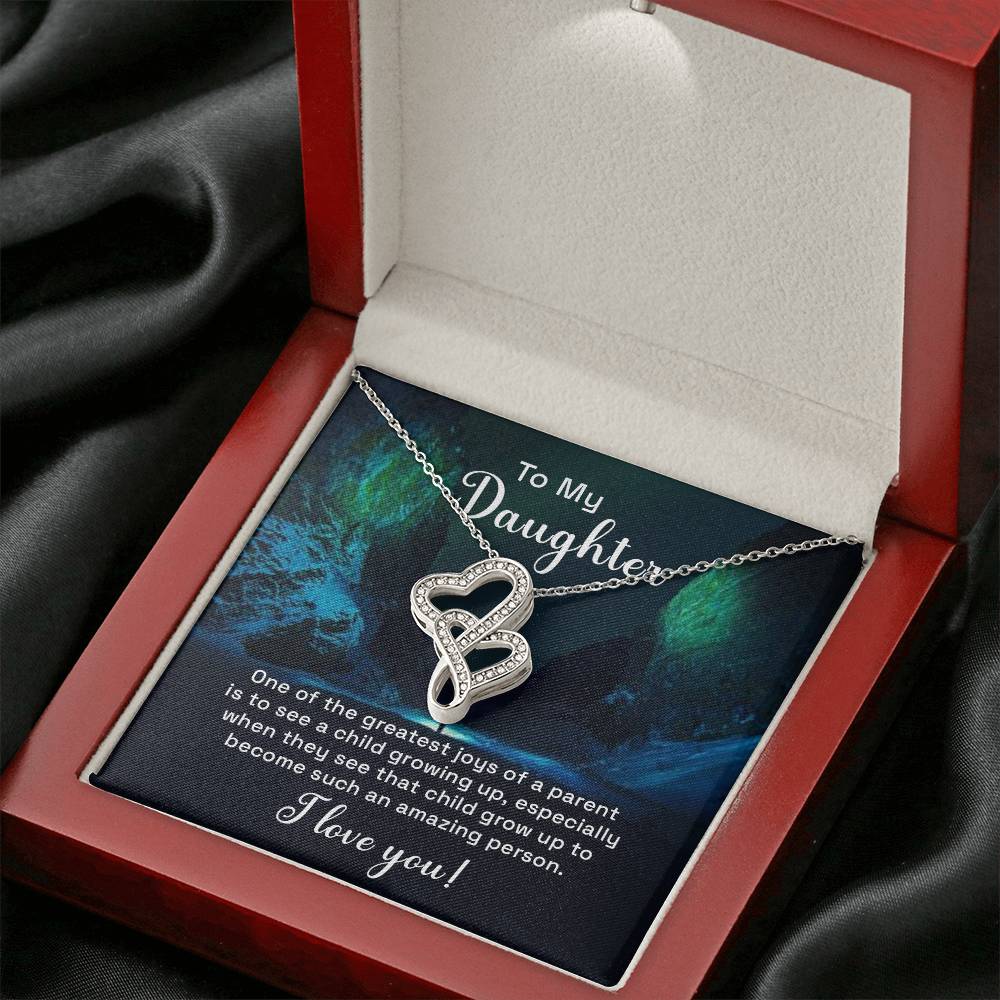 To My Daughter Necklace – Perfect Daughter Gift for Graduation & Birthday – Heart-to-heart Pendant Necklace