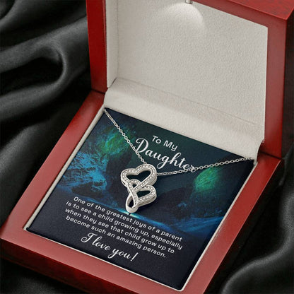 To My Daughter Necklace – Perfect Daughter Gift for Graduation & Birthday – Heart-to-heart Pendant Necklace