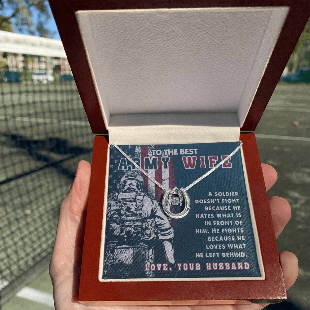 Gift for Army Wife - Heartfelt Jewelry from Husband for Birthday, Anniversary, Valentine’s Day, Christmas - Lucky In Love Necklace