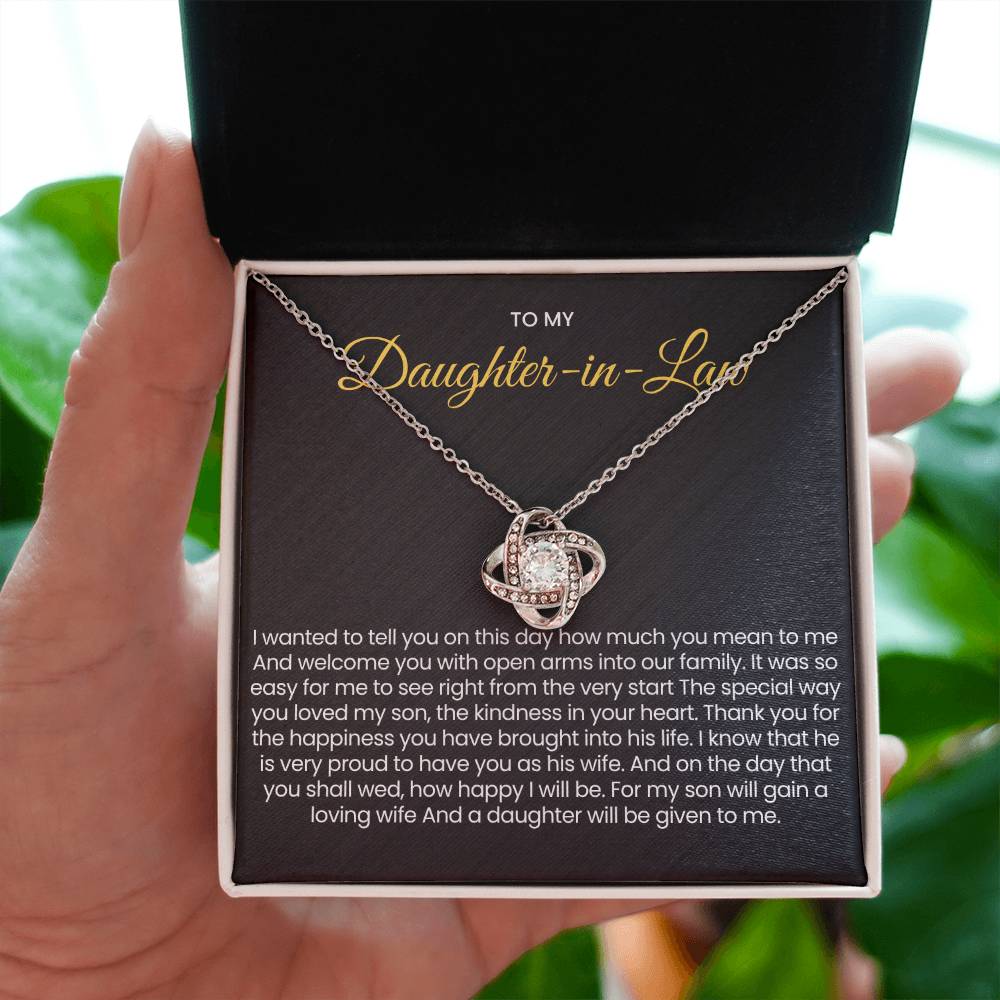 To My Daughter In Law - Love Knot Necklace - Gift for Daughter in Law
