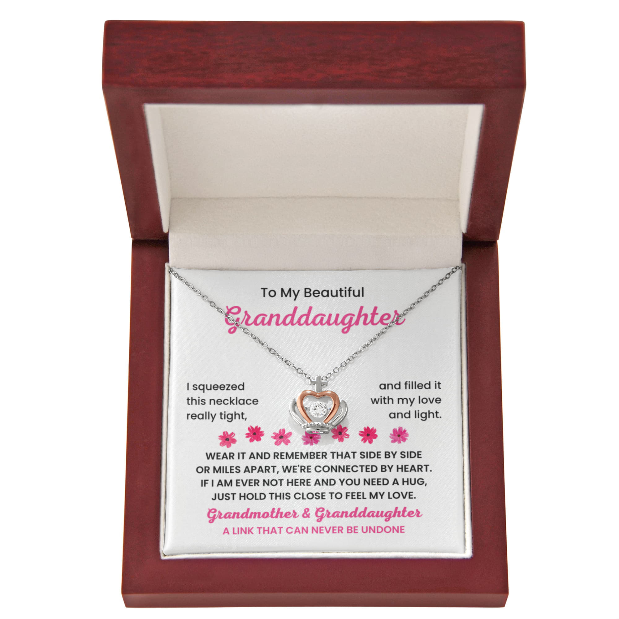 To My Granddaughter Necklace – Grandma’s Birthday Graduation Gift for Granddaughter – Crown Pendant Necklace