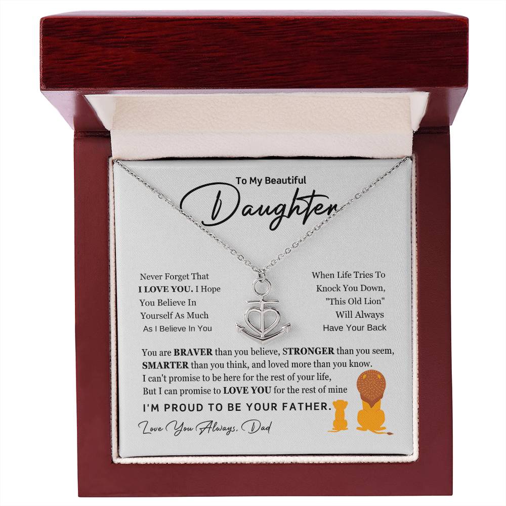To My Daughter Necklace - I am so proud to be your father - Daughter Gift from Dad - Anchor Pendant Necklace