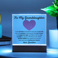 To My Granddaughter Acrylic Plaque, Heartfelt Loving Gift, Beautiful Keepsake for Special Moments, To My Granddaughter