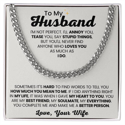 To My Husband Gift from Wife - I am not perfect - Christmas, Birthday & Valentine’s Day Gift for Him