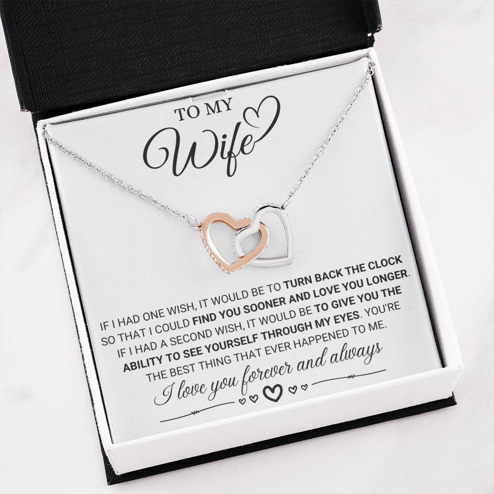 To My Wife Necklace from Husband - Sweet Anniversary Jewelry - Interlocking Hearts Necklace