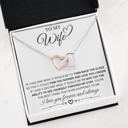 To My Wife Necklace from Husband - Sweet Anniversary Jewelry - Interlocking Hearts Necklace