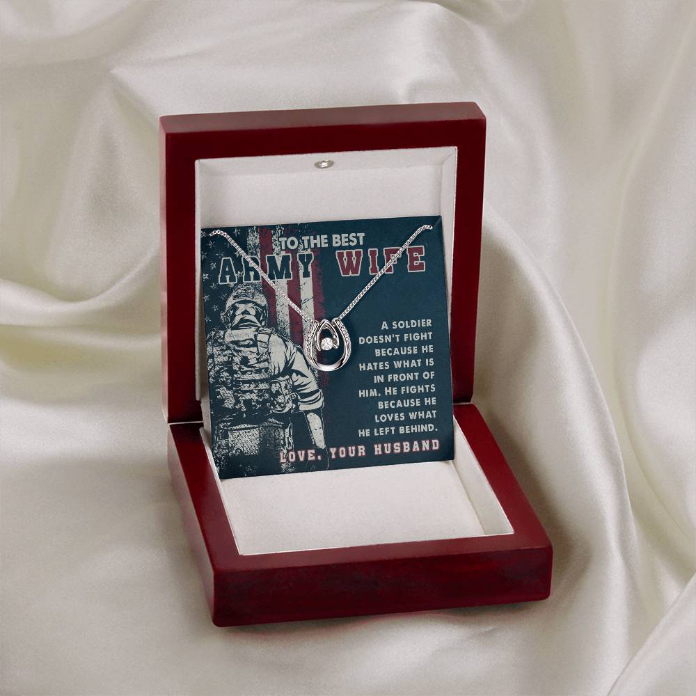 Gift for Army Wife - Heartfelt Jewelry from Husband for Birthday, Anniversary, Valentine’s Day, Christmas - Lucky In Love Necklace