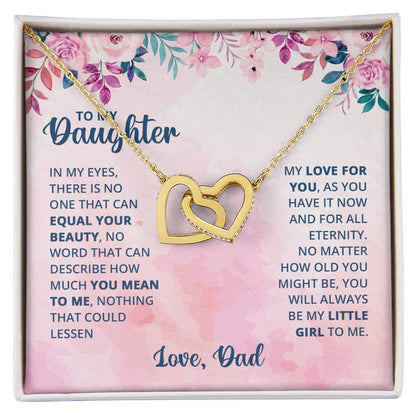 To My Daughter Necklace - Emotional Jewelry from Dad to Celebrate Love Every Day & Always - Interlocking Hearts Necklace
