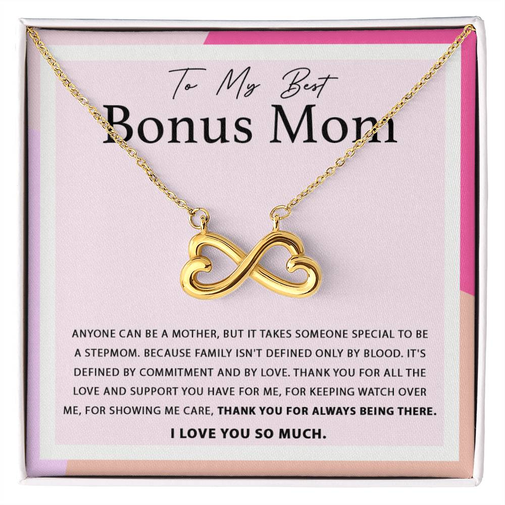 To My Best Bonus Mom - Thank You For Always Being There - Endless Love Necklace - Sentimental Bonus Mom Gift