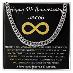 Cuban Link Chain, 4th Anniversary Gift for Him, Stylish Jewelry Keepsake, Happy 4th Anniversary