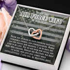 To My Air Force Wife Necklace - Jewelry Gift for Anniversary from Husband - Interlocking Hearts Necklace
