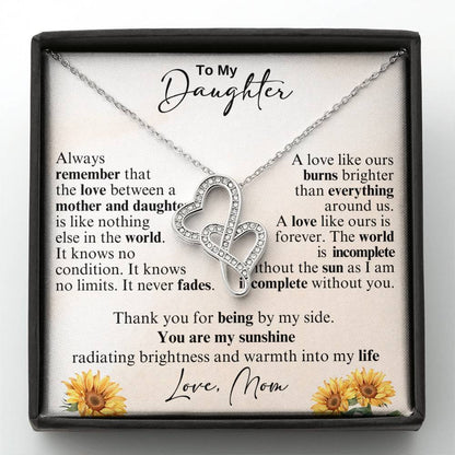 To My Daughter - Thank you for being by my side -  Heart-to-heart Pendant Necklace from Mom