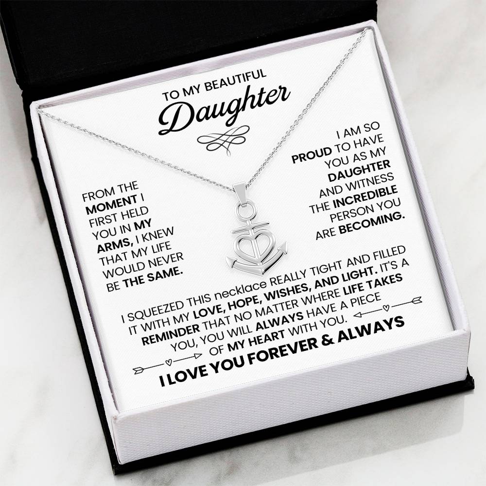 To My Daughter Necklace - Unique Daughter Gift for Christmas & Special Days - Anchor Pendant Necklace