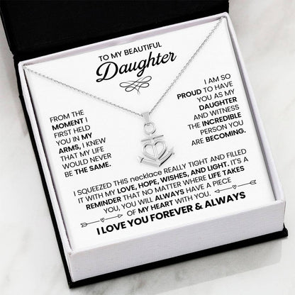 To My Daughter Necklace - Unique Daughter Gift for Christmas & Special Days - Anchor Pendant Necklace