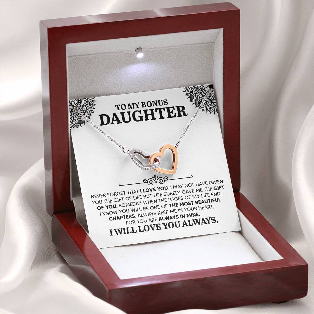 To My Daughter Necklace – Gift for Daughter’s Birthday and Graduation – Interlocking Hearts Necklace