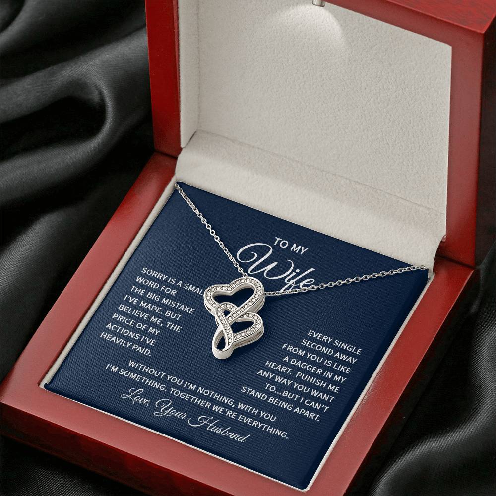 To My Wife Necklace - Perfect Romantic Surprise from Husband for Anniversary, Birthday & Valentine’s Day - Heart-to-heart Pendant Necklace