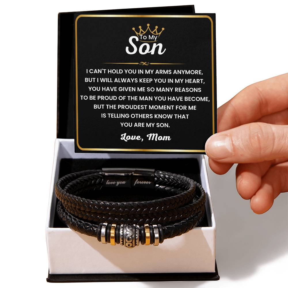 Mom to Son – College Graduation, Birthday – Love You Forever Bracelet