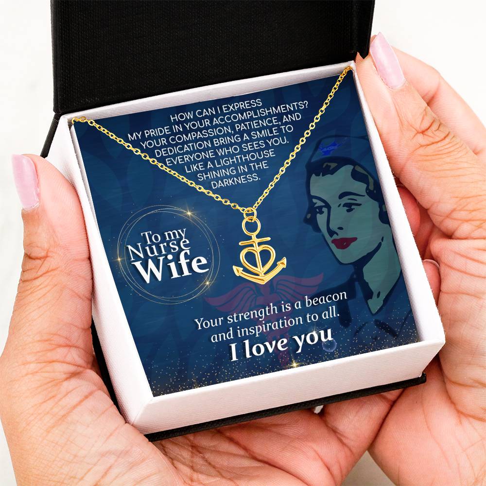 To My Nurse Wife Necklace Gift from Husband, Perfect for Birthday & Valentine’s Day Surprises - Anchor Pendant Necklace