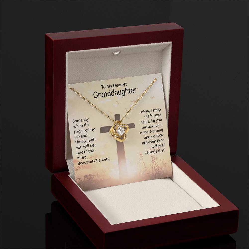 To My Granddaughter Necklace – Granddaughter Birthday & Graduation Jewelry Surprise – Love Knot Necklace