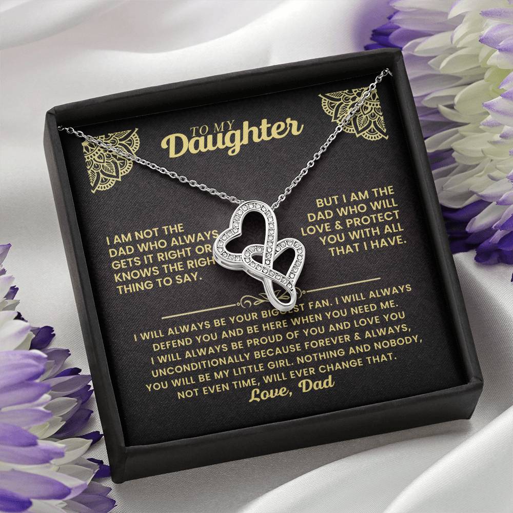 To My Daughter Necklace - I will always be your biggest fan - Gift for Daughter from Dad - Heart-to-heart Pendant Necklace