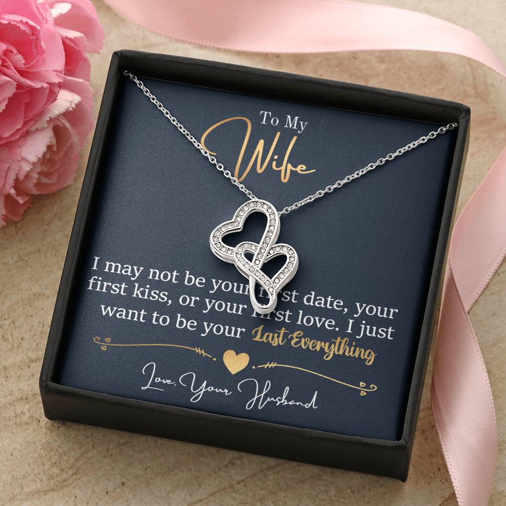 To My Wife Necklace - Emotional Love Jewelry Gift from Husband for Valentine’s Day & Birthday Happiness - Heart-to-heart Pendant Necklace