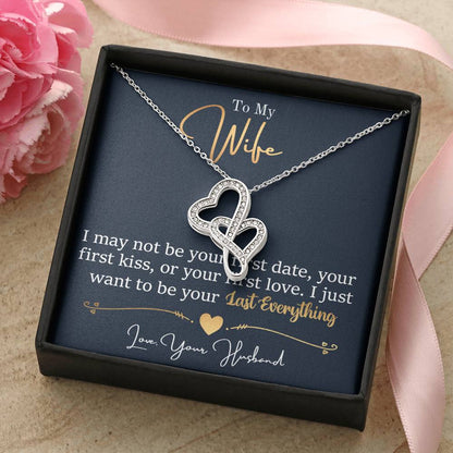 To My Wife Necklace - Emotional Love Jewelry Gift from Husband for Valentine’s Day & Birthday Happiness - Heart-to-heart Pendant Necklace