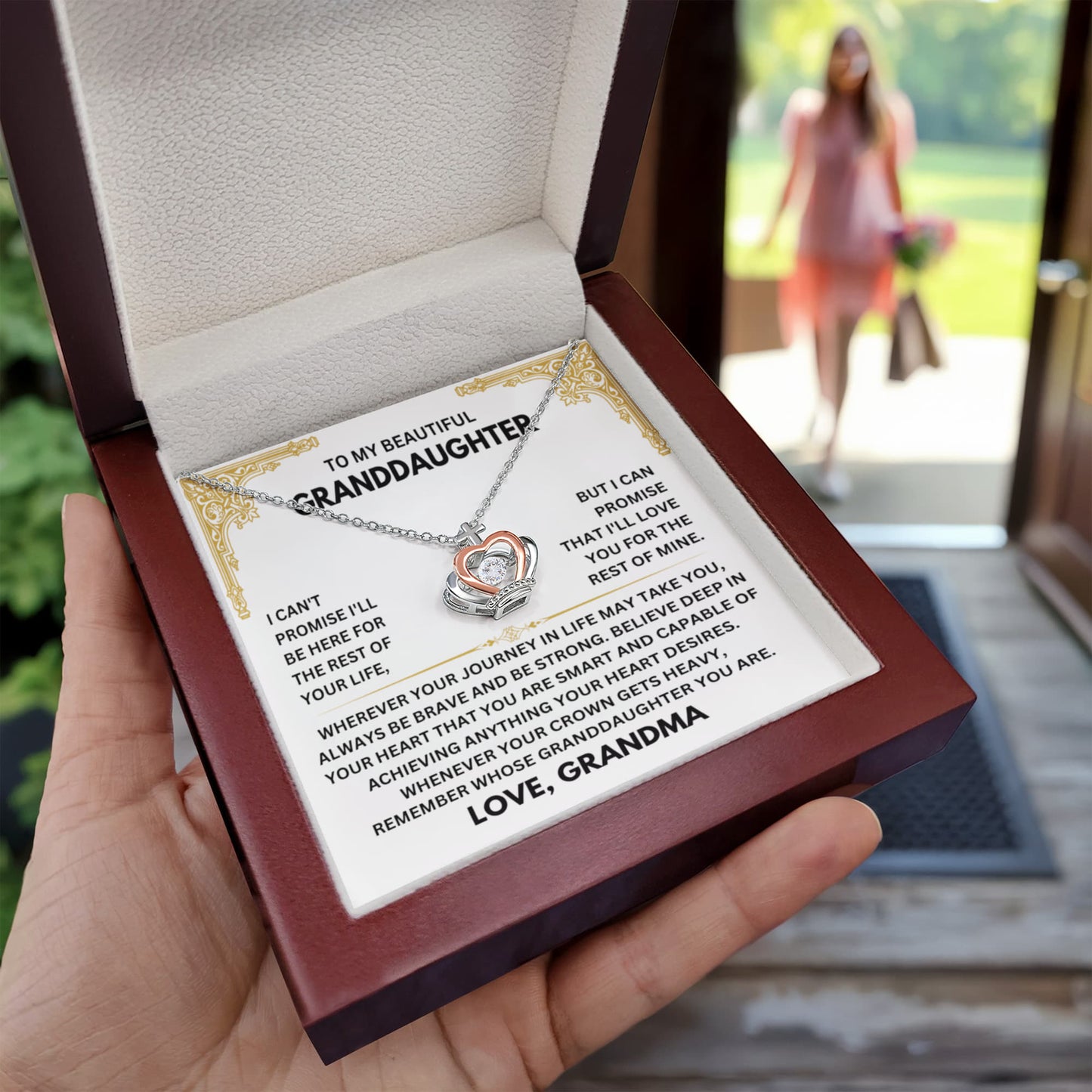 To My Granddaughter Necklace – Grandma Gift for Granddaughter Christmas Graduation – Crown Pendant Necklace