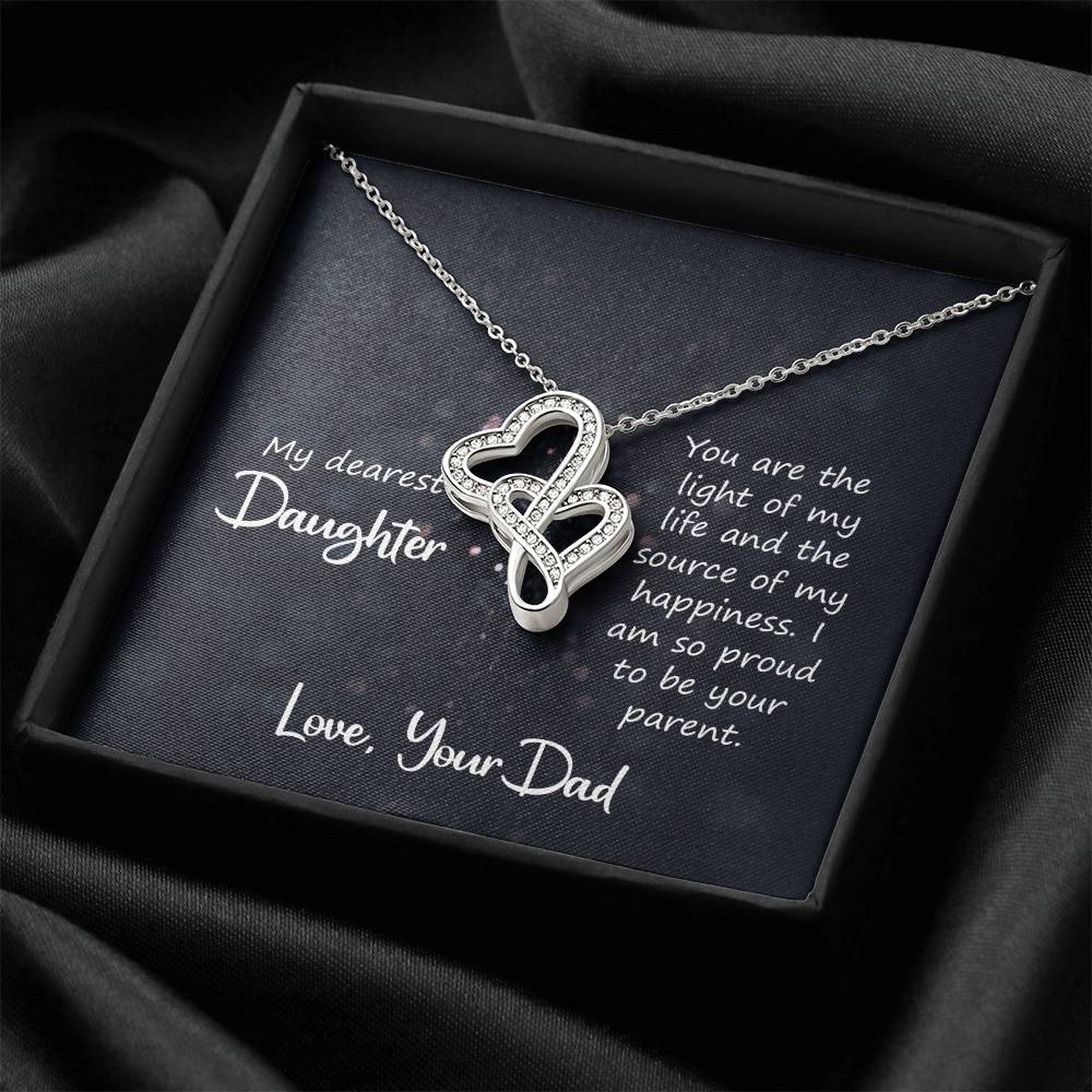 To My Daughter Necklace - Emotional Jewelry from Dad to Celebrate Love Every Day & Always - Heart-to-heart Pendant Necklace