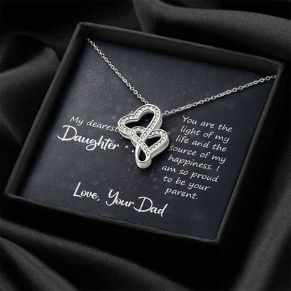 To My Daughter Necklace - Emotional Jewelry from Dad to Celebrate Love Every Day & Always - Heart-to-heart Pendant Necklace