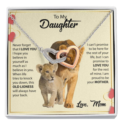 To My Daughter Necklace – Mother Daughter Jewelry Gift – Interlocking Hearts Necklace