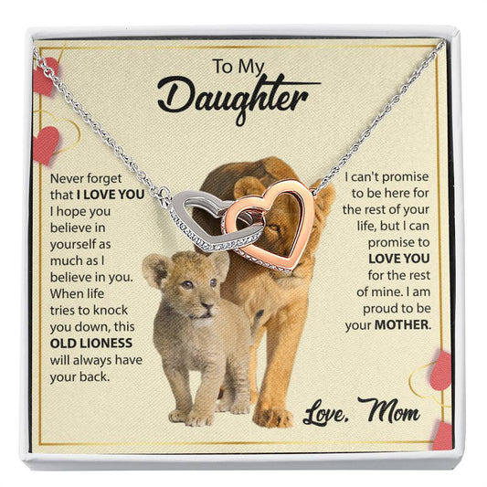 To My Daughter Necklace – Mother Daughter Jewelry Gift – Interlocking Hearts Necklace