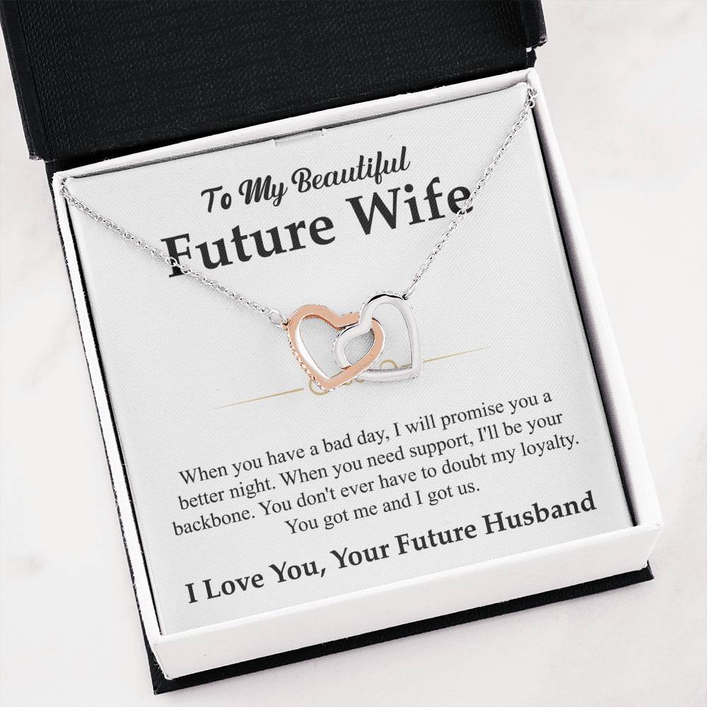 To My Future Wife Necklace - Best Romantic Jewelry Gift for Special Occasions & Love Appreciation - Interlocking Hearts Necklace