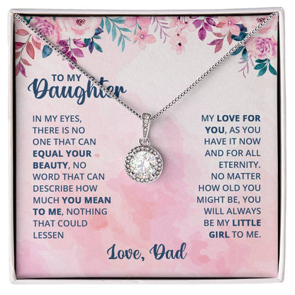 To My Daughter Necklace - Sweetest Daughter Gift from Dad for Birthday Joy & Proud Dad Love - Eternal Hope Necklace
