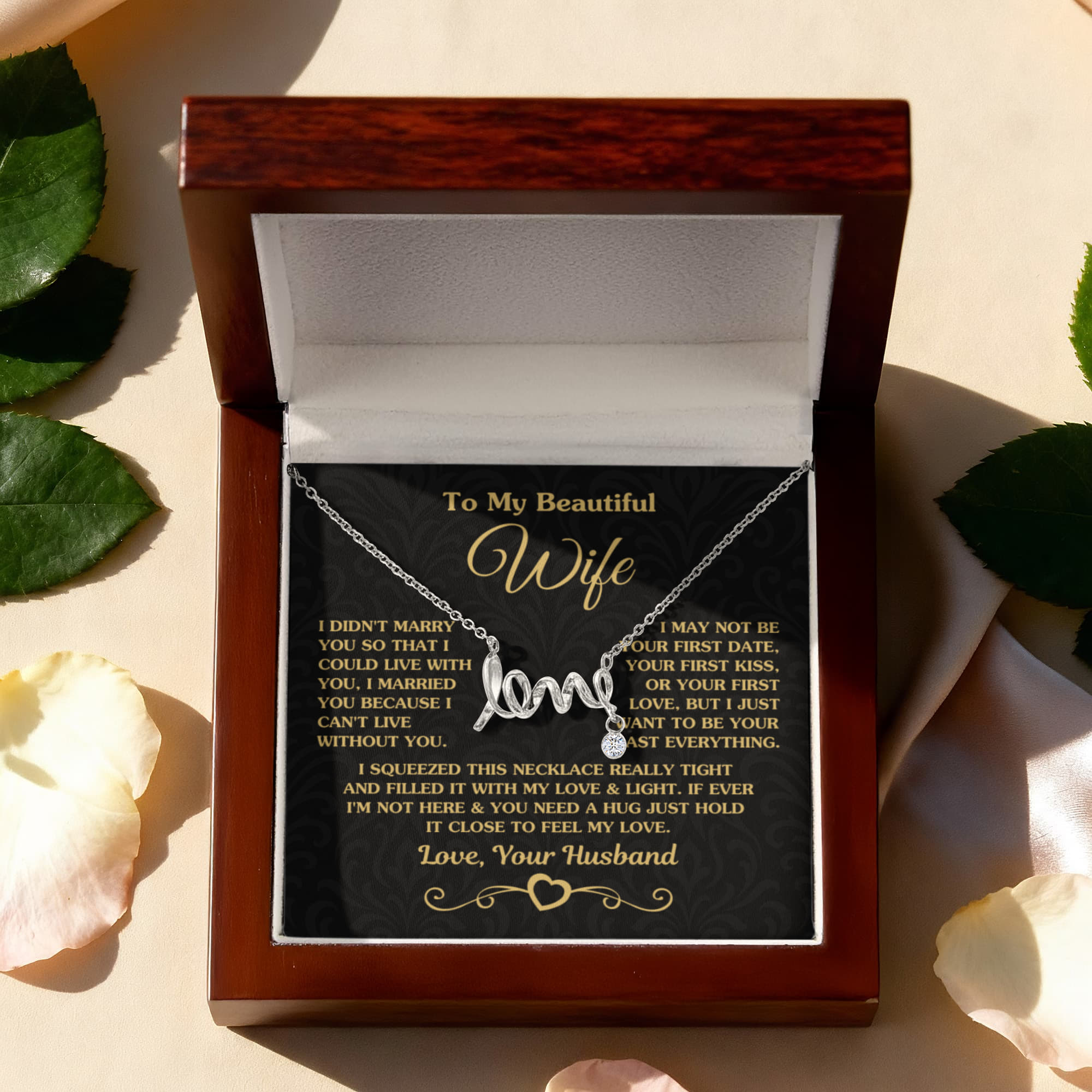 To My Wife Necklace from Husband - Sweet Anniversary Jewelry - Scripted Love Necklace