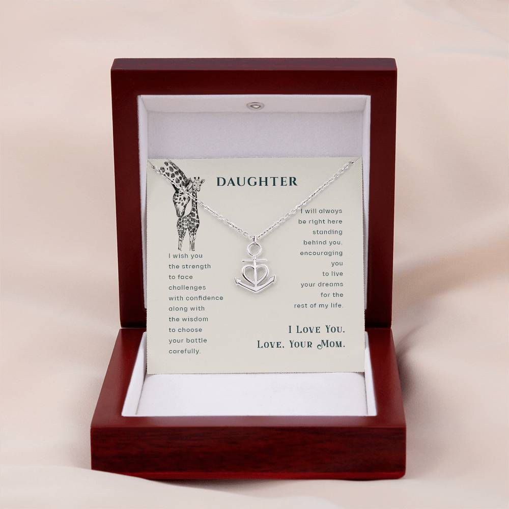 To My Daughter Necklace - Sentimental Birthday Gift from Mom - Anchor Pendant Necklace